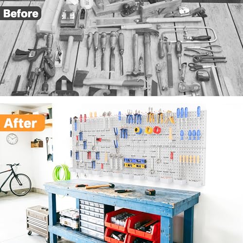 TORACK Garage Tools Organizer Boards Kit with Hooks, Gray - color: Gray