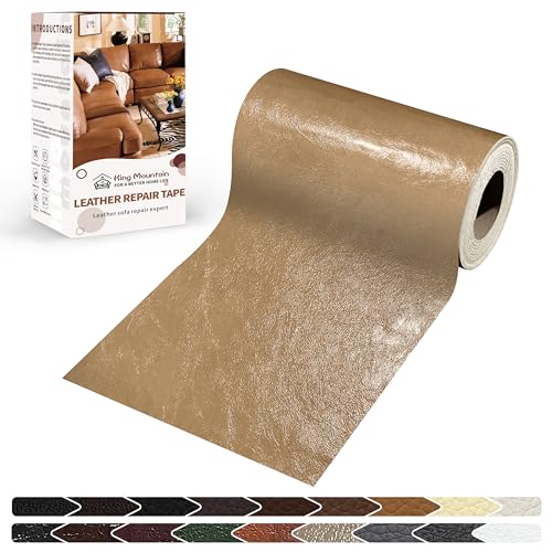 KING MOUNTAIN Leather Repair Patch,4 x 63 Inches self Adhesive Leather Repair Tape for Damaged Leather Furniture, Sofa Seating,Car Seats, Leather Goods（Khaki） - color: Khaki, size: 4" x 63"