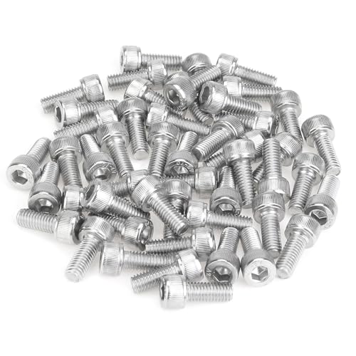 55 Pieces M5 x 12mm Socket Head Cap Screws, Thread Pitch 0.8mm, Sutemribor M5 Screws, 304 Stainless Steel, Fully Threaded, Silver - size: M5 x 12mm, style: Socket Head