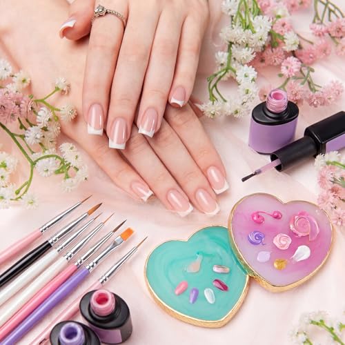 SUMAJU 2 Pack Heart Resin Nail Art Palette, Nail Art Painting Nails Polish Palette - color: Purplr, green
