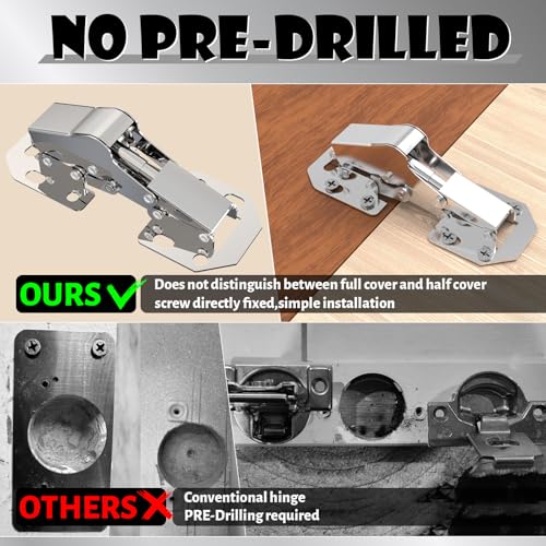 BESTEEL 4 Pack Hidden Hinges Upgrade Soft Close Surface Mounting Hinge,90 Degree Concealed Cabinet Hinges for Kitchen Cabinet Doors Frameless,No Pre-drilled,Surface Mount Hinges with Extra Bumper - size: 4 PCS