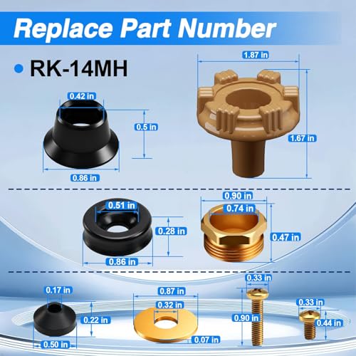 Outside Wall Faucet Repair Kit Compatible with Woodford Model 14 18, Sillcock Metal Wheel Handle Repair Kit Replace# RK-14MH - size: RK-14MH