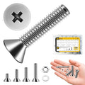 Mywish 750Pcs #6-32#8-32#10-24 1/4-20" Nuts and Bolts Assortment Kit, Phillips Flat Head Assorted Screws Nuts and Bolts, 304 Stainless Steel Machine Screw Assortment Kit - style: 750Pcs SAE Flat Head