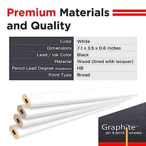 GRAPHITE Hard Lead Carpenter Pencils Bulk - (72) Pieces Lumber Wooden Pencil #2 (HB) - White - color: White, size: 72 Count (Pack of 1)
