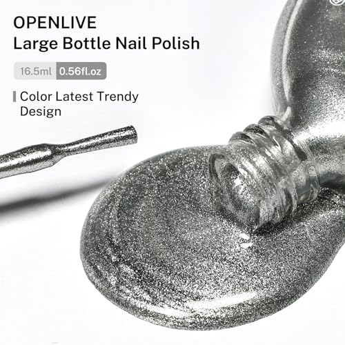 OpenLive 16.5ml Glitter Silver Nail Polish Large Volume - color: Glitter Silver