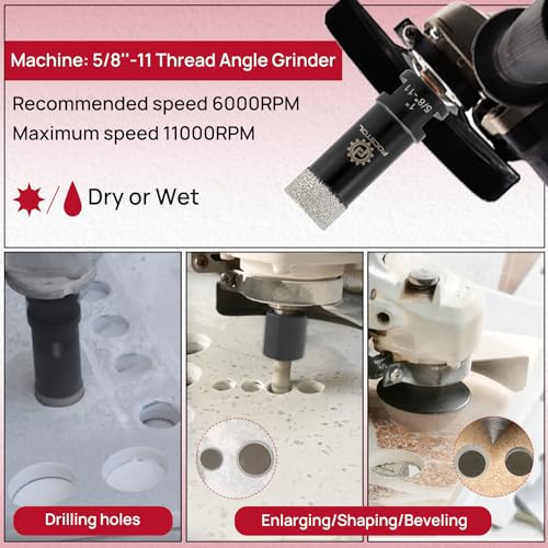 Diamond Core Drill Bit Set - FOCSTOL 10pcs (6/6/8/19/25/35/51mm+10mm Finger Bit+35mm Beveling Chamfer Bit+SDS Adapter) Diamond Hole Saw Kit for Porcelain Ceramic Tile Marble Granite - size: KIT2