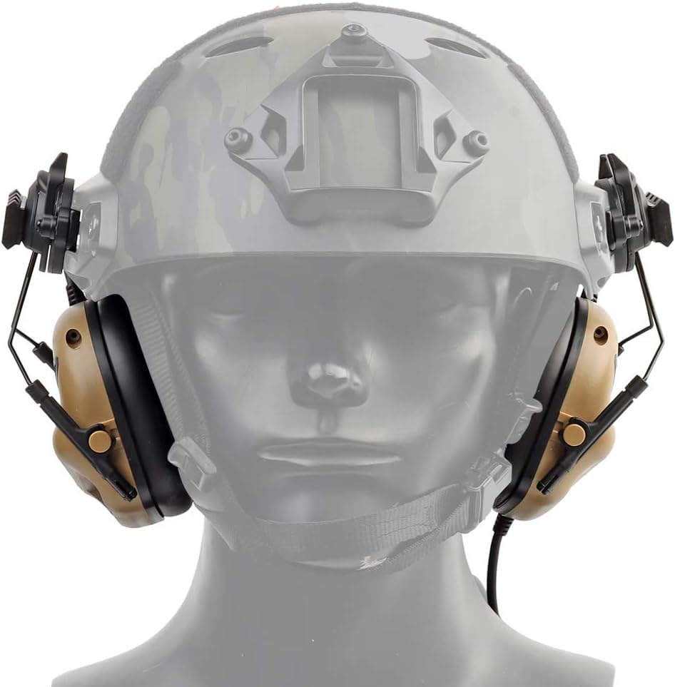 ATAIRSOFT Tactical Airsoft Headset with Microphone Waterproof Hunting Shooting Headphones Earmuff No Noise Reduction Function - color: Tan