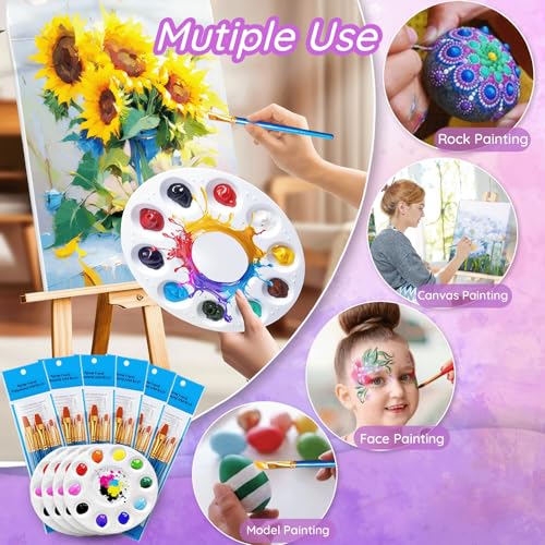 528PCS Valued Paint Brushes and Palettes Set，48Pack of 480PCS Paint Brushes Bulk, 48 Paint Paint Trays, Artist Acrylic Brushes Nylon Brush Head, Suitable for All Purpose Oil Watercolor Painting Set