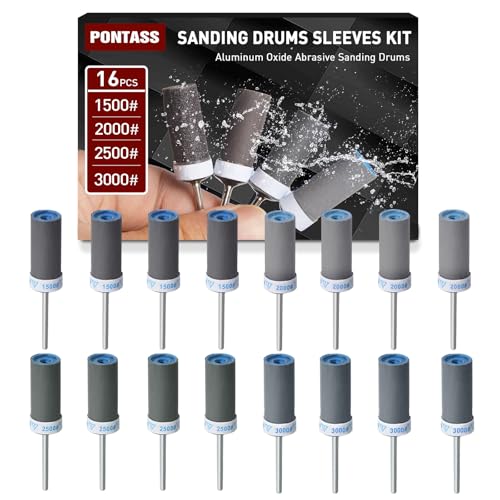 Sanding Drums Set for Dremel Rotary Tool (16Pcs-Mixed Grits) - style: 1500 2000 2500 3000 Grit