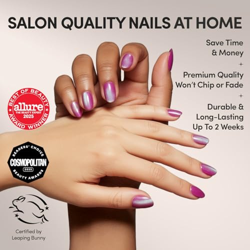 Glamnetic Press On Nails - Short Oval, Velvet Fake Nails 30 Pc Full Kit - color: 2J - Berry Fizz