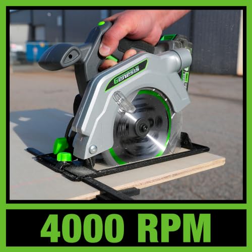 Genesis G20MAX 20V Circular Saw Cordless 6-1/2 inch with Laser & LED Light, Includes 24TCT thin-kerf blade, 2.0Ah Battery and Charger(GLCS2065B) - style: 20V 6-1/2 Cordless Circular Saw