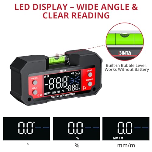 BINTA Digital Angle Finder Dual Axis Level Box 4×90° X-axis ±60° Y-axis