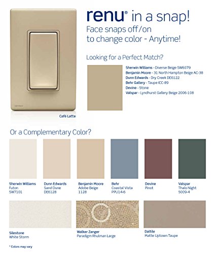 Leviton Renu One-Gang Screwless Wallplate, REWP1-CA, CafÃ Latte - color: Café Latte, size: 1 Gang