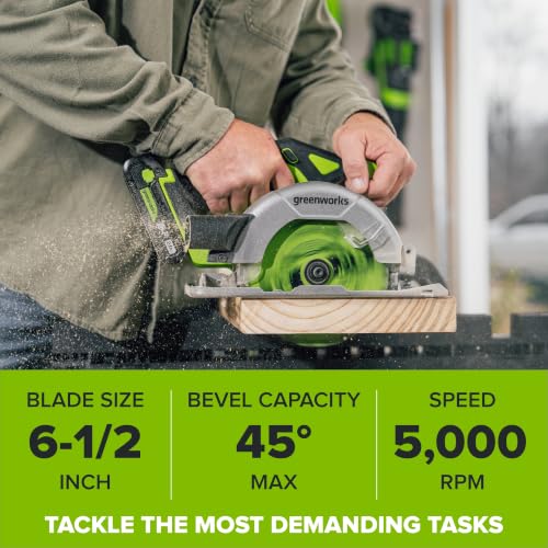 GREENWORKS 24V 1/2” Brushless Cordless Drill (400 In-lbs.) + 6.5” Circular Saw (4,800 RPM), (2) 2.0Ah (12,000mAh Power Bank) USB-C Batteries, Braided Cable, 65W Rapid Charger - size: 2PCS Combo Kits(New)