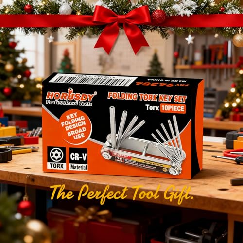 HORUSDY Tamper Proof Star Key Set (Folding) Security Torx Key Set Sizes Include T-6 to T-30 - style: Folding Star Key