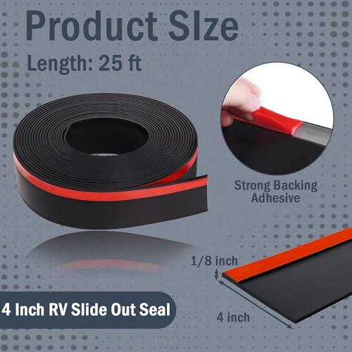 4 Inch RV Slide Out Seal, Rubber Weather Stripping Wiper(25Ft) - color: 4", size: 25 Feet