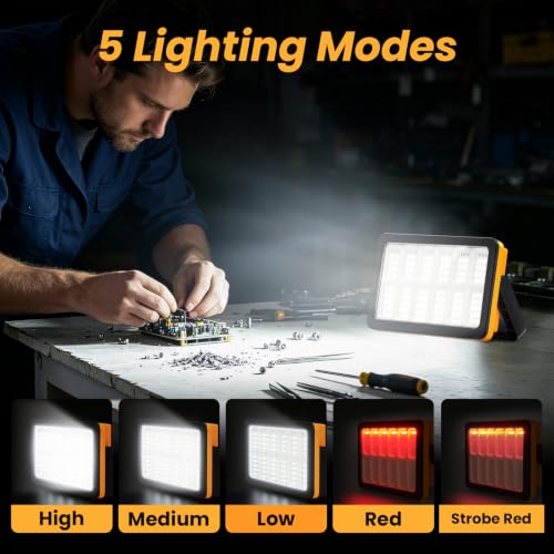 2Pack Solar Rechargeable LED Work Light with Magnetic Stand