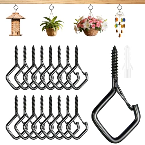 17 Pcs 2.2in Windproof Ceiling Hooks for Plants & Lights - color: Black, size: 17Pcs
