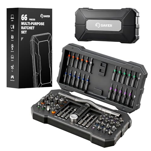 Saker 66 in 1 Magnetic Screwdriver Set Portable Multi Bit Ratcheting Kit with Detachable Handle for Dad Gifts Home Electronics, Computer, Furniture, Bike, DIY - style: 66 in 1 Classic