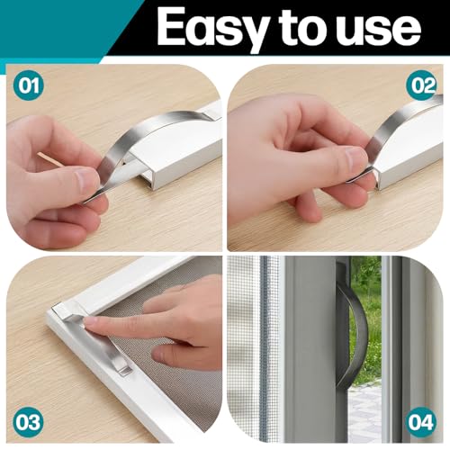 30 Pcs Window Screen Tension Spring Clips, Stainless Steel Window Screen Spring Corner Clips, Holding Windows Sliding in Aluminum Channel Safely and Securely, Prevent Windows Shaking