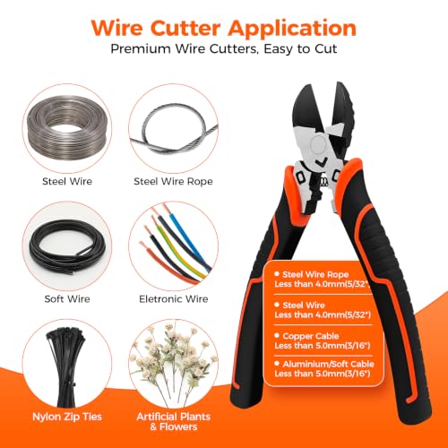 Premium 6.5" Wire Cutters Heavy Duty, Super Sharp, Stay Sharp Longer