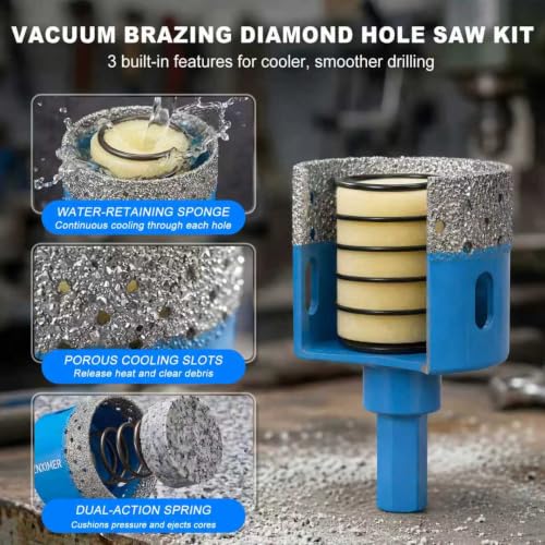 11-Piece Vacuum Brazed Diamond Hole Saw Kit, 6-65mm - size: SET2-6/8/10/20/25/28/32/35/45/50/65MM