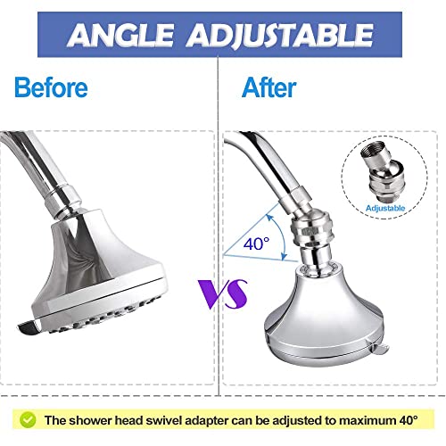 Shower Head Swivel Ball Adapter Brass Adjustable Shower Connector Shower Arm Extension Bathroom Universal Showering Component (Brushed Nickel) - color: Brushed Nickel
