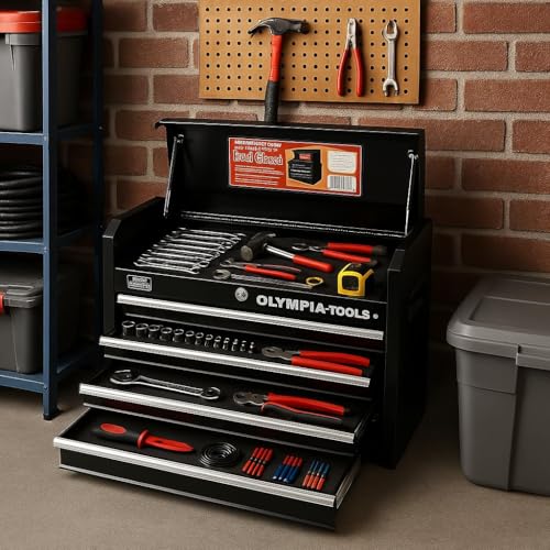 Olympia Tools 26-Inch 4-Drawer Portable Tool Chest Organizer Box, Black - size: 26-Inch Portable