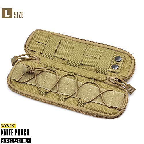 WYNEX Tactical Small Molle Pouch Nylon Knife Sheath for Belt Hunting Gear - color: Kahki - Large