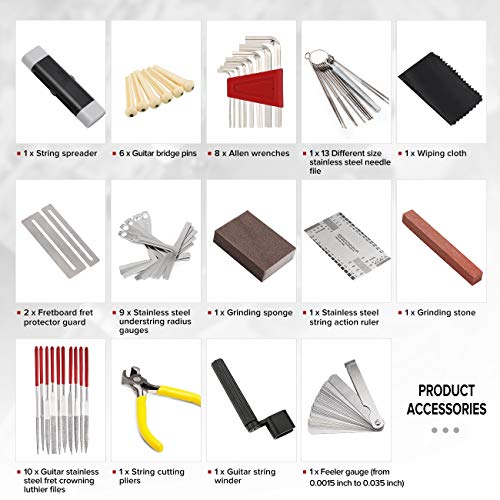 MIFOGE 45Pcs Guitar Repairing Maintenance Tool Kit with Carry Bag