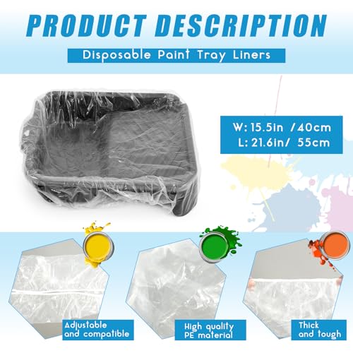 CroBlissful 20 Pcs 9 Inch Paint Tray Liners, Clear Plastic Pan Liners - size: 9 Inch