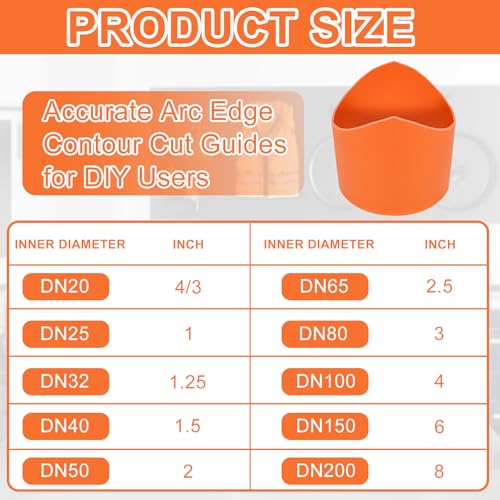 10 Pack Pipe Saddle Template, Precision Pipe Saddle Template Cutting Guide for Accurate Arc Edge Contour, Time-Saving Layout Tool, Welding, Plumbing on ¾ inch to 8 inch (DN20mm-DN200mm) Pipes