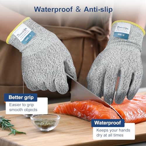 Dowellife Level 5 Cut Resistant Gloves with Silicone Coating Food Grade - size: Medium (Pack of 1), style: Silicone Coated