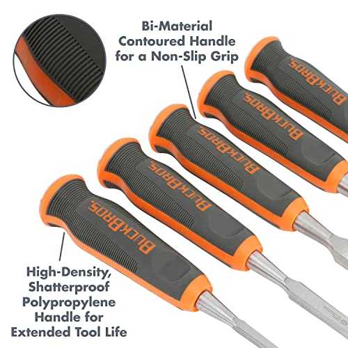 Buck Knives 1/4, 1/2, 3/4, 1, 1-1/4 COMFORT GRIP CHISEL SET - style: 5 Piece