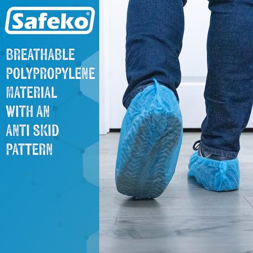Premium Disposable Boot & Shoe Covers Booties, Durable, Non-Slip, Non-Toxic, Recyclable Protectors, Fits Most Shoes - Blue - 10 Packs of 100 (1000) - style: Blue Case of 1000