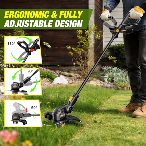 HEINPRO Cordless String Trimmer Compatible with Dewalt 20V MAX Battery - size: 12-INCH