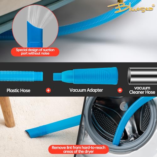BLuesea Dryer Vent Cleaner Kit, 15-Piece Ultimate Dryer Cleaning Kit Include 50 Feet Dryer Vent Brush, Upgrade Noiseless Dryer Lint Vacuum Attachment, Lint Trap Brush, Vacuum & Dryer Adapters - color: Deluxe, size: 50 FT