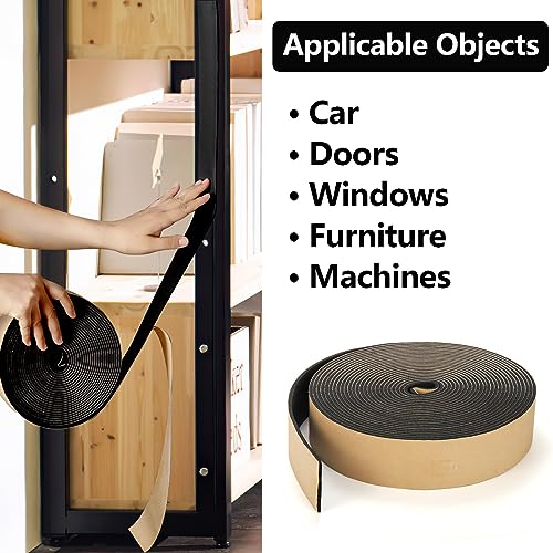 Jucoan 99 Feet Weather Stripping Foam Seal Tape, 2 Inch Wide x 1/8 Inch Thick Self Adhesive Foam Insulation Tape Weatherstrip Soundproof Tape for Pipe, Window Door Air Conditioner Seal, 3 Rolls - size: 2 In x 1/8 In x 99 Ft