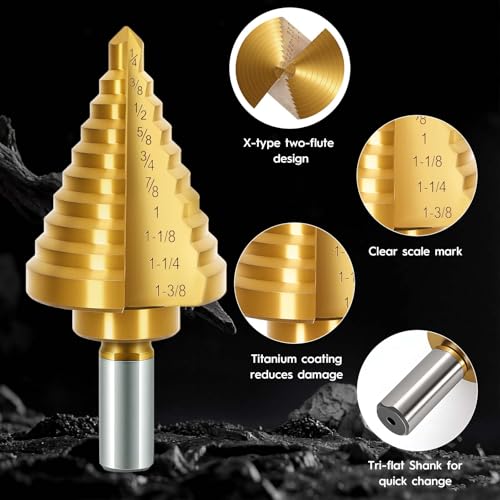 Titanium Step Drill Bit - 4241 HSS Step Bit with Two Straight Grooved - color: 1Pcs Straight