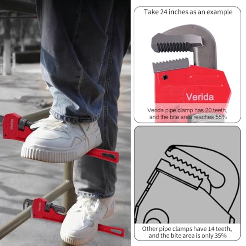 Verida Pipe Wrench 36 Inch - Heavy Duty Plumbers Tool for Plumbing & Fire Protection Pipes, Chrome Vanadium Steel, Hardness 62HRC, Red - size: 36 inch