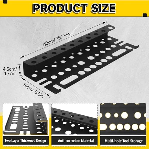 Metal Screwdriver Organizer, 15.75inch Utility Wall Mount Tool Organizer for Screwdrivers Pliers Holder with 35 Holes, Hand Tool Storage Rack for Workbench, Garage, Warehouse (Black, 2 Layers) - color: Without Charging Station, size: 2 Layers,35 Holes