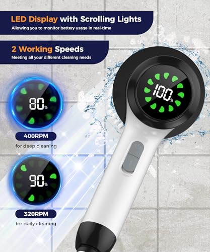 Cordless Electric Spin Scrubber with 5 Brush Heads, White-te1 - size: 5heads