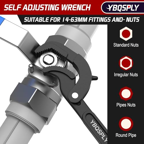 Pipe Wrench Set, 10” and 15” Self Adjusting Wrench 2 Pipe Vise Wrench for 0.55“-2.48”/14-60mm Standard Nuts, Irregular Nuts, Pipes Use