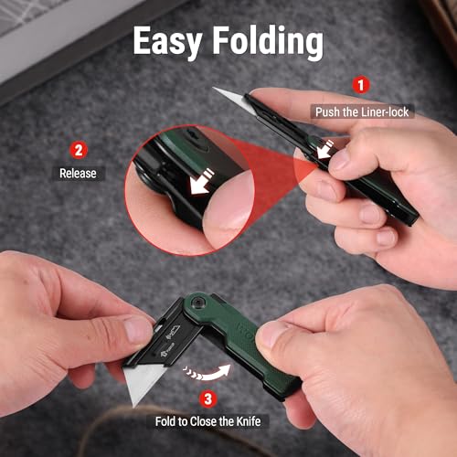 WORKPRO Folding Utility Knife, G10 Handle, Green - style: Green-G10 Handle(1 pack)