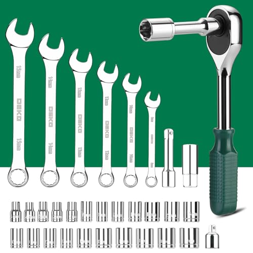 DEKOPRO Tool Set: 228 Piece Home Tool Kit, Household Basic Repair Tool Set Comes with Storage ToolBox, Socket Wrench Set for Car, Hand Tool Box Set for Home - Green - color: Green