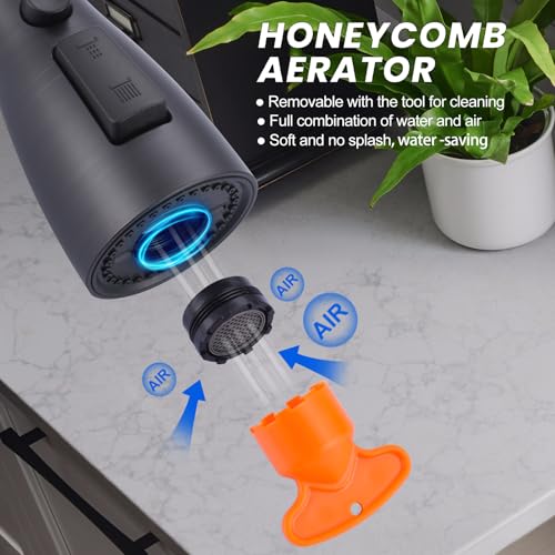 Metal Kitchen Faucet Spray Head Replacement 3 Modes with 9 Adapters - color: Oil Rubbed Bronze