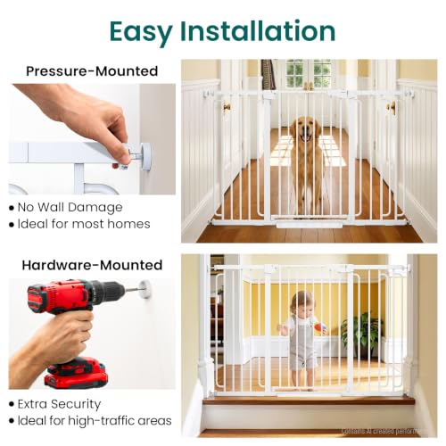 Cumbor 36" Extra Tall Baby Gate, 30.4-56.8" Extra Wide Dog Gate White (Pack of 2) - color: White, size: 30.4"-56.8" W x 36" H (Pack of 2)
