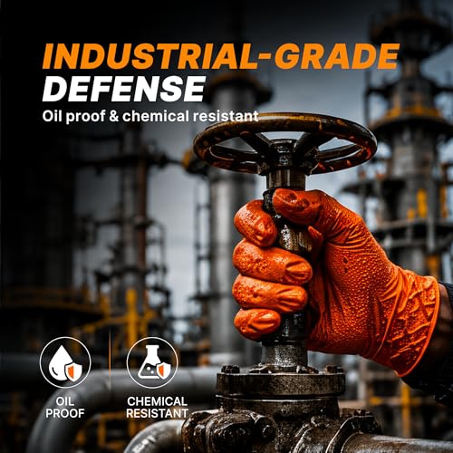 TitanFlex Heavy Duty Industrial Orange Nitrile Gloves, 8-mil, Gloves Disposable Latex Free with Raised Diamond Texture Grip, Powder Free, Rubber Glove, Mechanic Gloves,100-ct Box (Small) - color: 02 8mil (100ct), size: Small