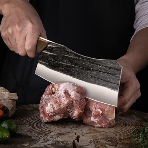 HOSHANHO Butcher Knife Set, 3PCS Knife Set of Bone & Cleaver & Viking Knife | High Carbon Steel Serbian Chef Knife Set of Heavy Duty Chopping Knife for Home, Cooking, Outdoor Camping BBQ - size: 6"