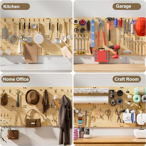 VOIMO Bamboo Pegboard Organizer Set, 6 Panels (16"x12") - size: 16'' X 12'' (6 Panels)